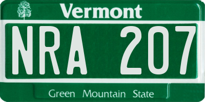 VT license plate NRA207