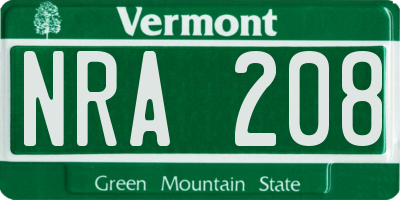 VT license plate NRA208
