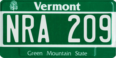 VT license plate NRA209