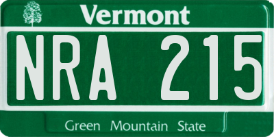 VT license plate NRA215