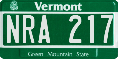 VT license plate NRA217
