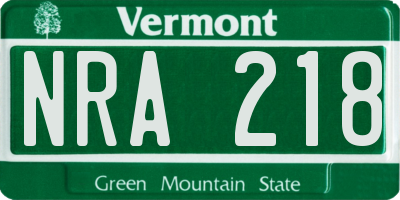 VT license plate NRA218