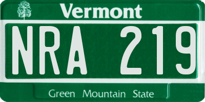 VT license plate NRA219