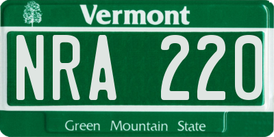VT license plate NRA220