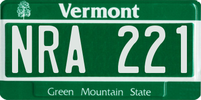 VT license plate NRA221