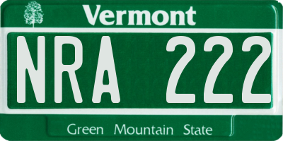 VT license plate NRA222