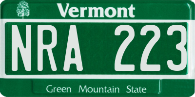 VT license plate NRA223