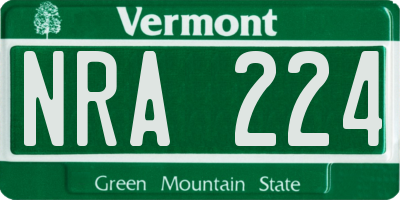 VT license plate NRA224