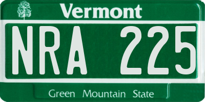 VT license plate NRA225