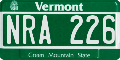 VT license plate NRA226