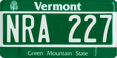 VT license plate NRA227