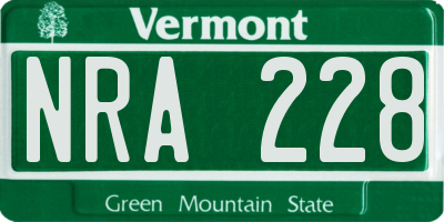 VT license plate NRA228