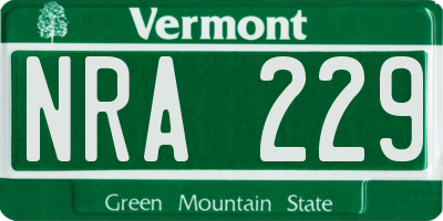 VT license plate NRA229