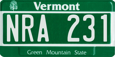 VT license plate NRA231