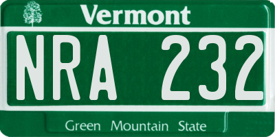 VT license plate NRA232