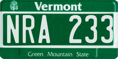 VT license plate NRA233