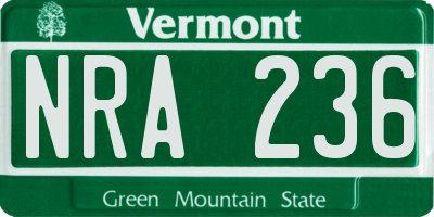 VT license plate NRA236