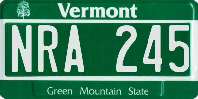 VT license plate NRA245