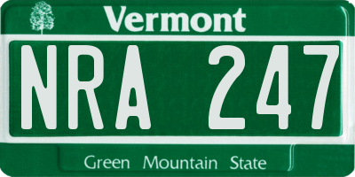 VT license plate NRA247