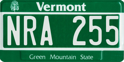 VT license plate NRA255