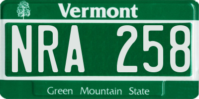 VT license plate NRA258