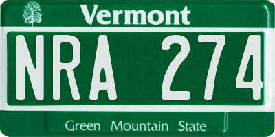VT license plate NRA274