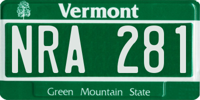 VT license plate NRA281