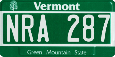 VT license plate NRA287
