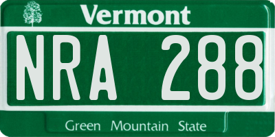 VT license plate NRA288
