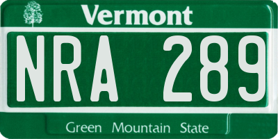 VT license plate NRA289