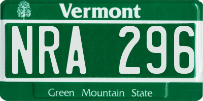 VT license plate NRA296