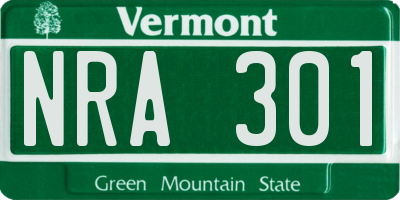 VT license plate NRA301