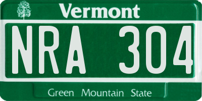 VT license plate NRA304