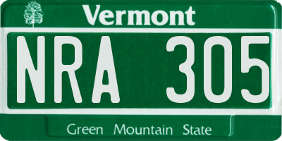 VT license plate NRA305