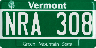 VT license plate NRA308