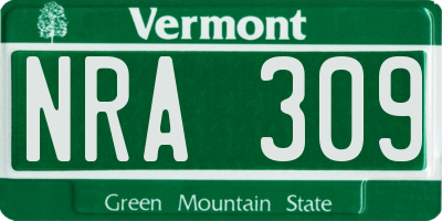 VT license plate NRA309