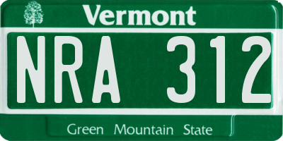 VT license plate NRA312