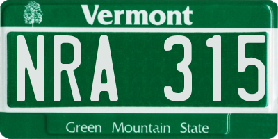 VT license plate NRA315
