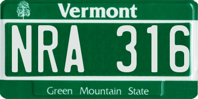 VT license plate NRA316