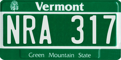 VT license plate NRA317