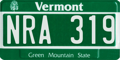 VT license plate NRA319