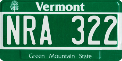 VT license plate NRA322