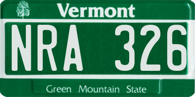 VT license plate NRA326
