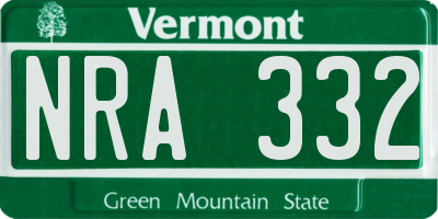 VT license plate NRA332