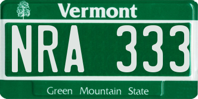VT license plate NRA333
