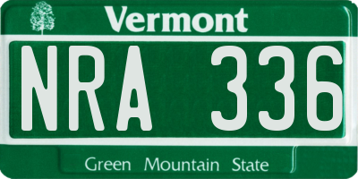 VT license plate NRA336
