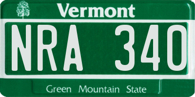 VT license plate NRA340