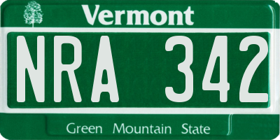 VT license plate NRA342