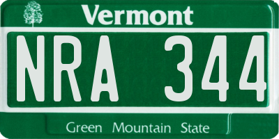 VT license plate NRA344