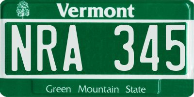 VT license plate NRA345